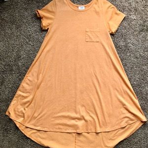 LuLaRoe Carly High-Low Swing Dress, XS, Orange